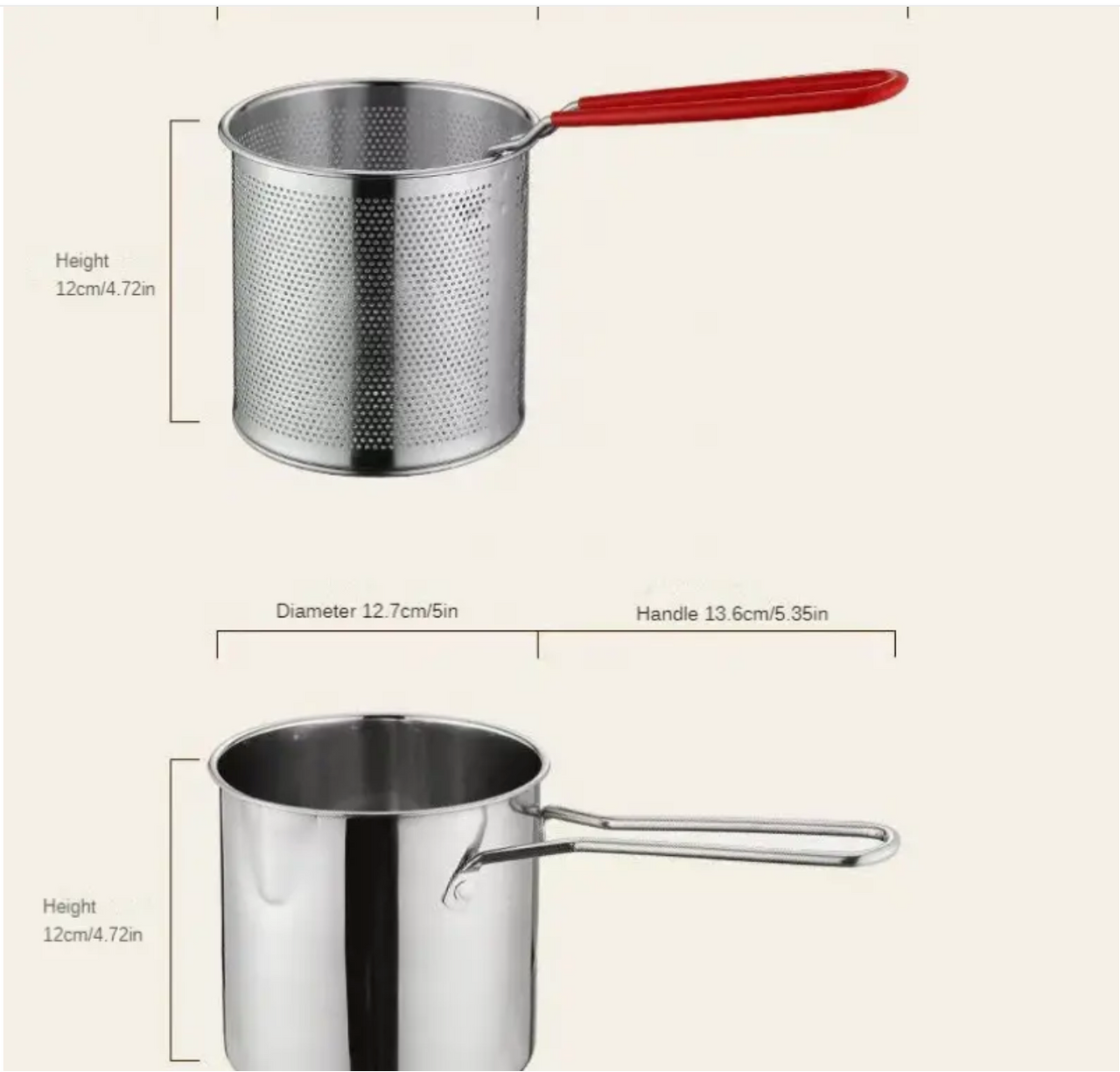 Frying Pot With Strainer Basket Tong Stainless Steel