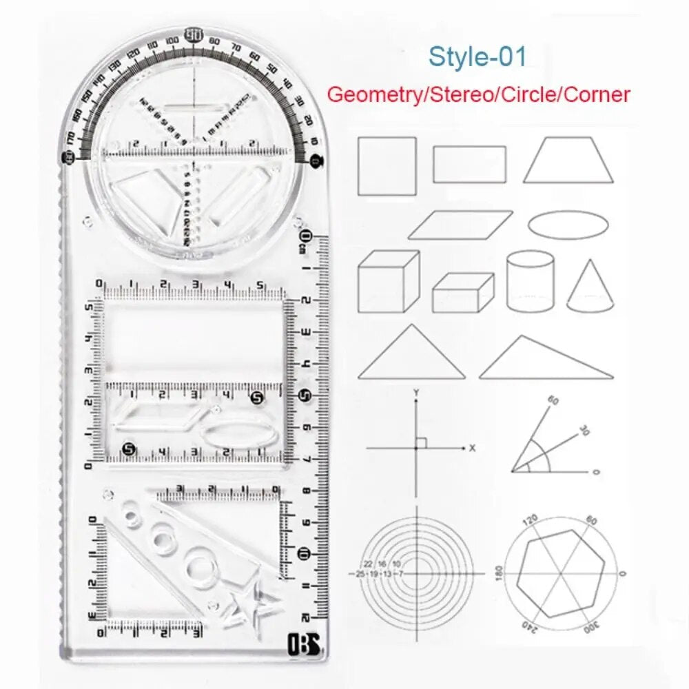Nearockle Multifunctional Geometric Ruler