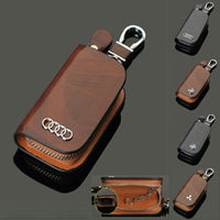 Thumbnail for Car Logo Leather Wood Grain Car Key Case