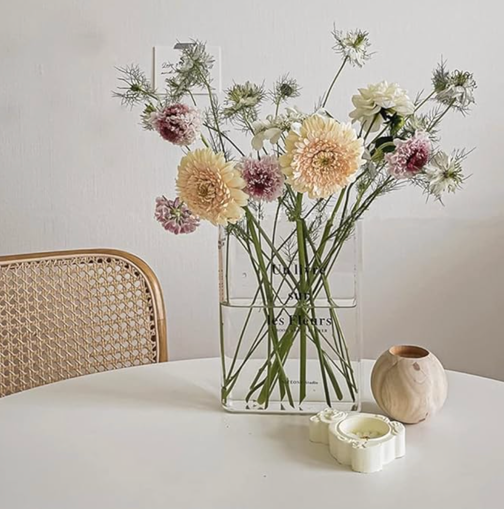 Flowers Bookshelf Decor Purse Vase