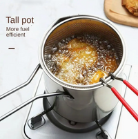 Thumbnail for Frying Pot With Strainer Basket Tong Stainless Steel