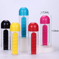 Thumbnail for 1PC 600ml Sports Plastic Water Bottle Combine Daily Pill Boxes Capsule Water Cup Medicine Organizer Drinking Bottles