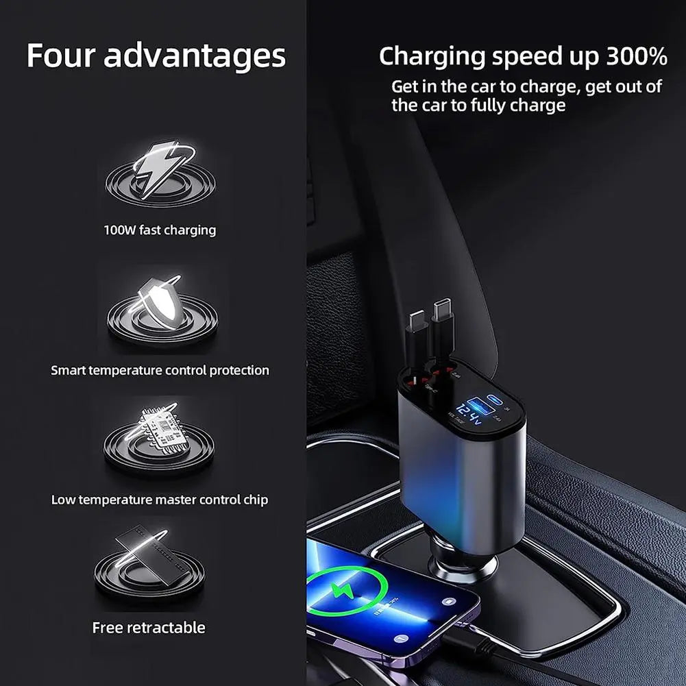 ⏰Last Day Promotion 51% OFF⏰ Fast Charge Retractable Car Charger