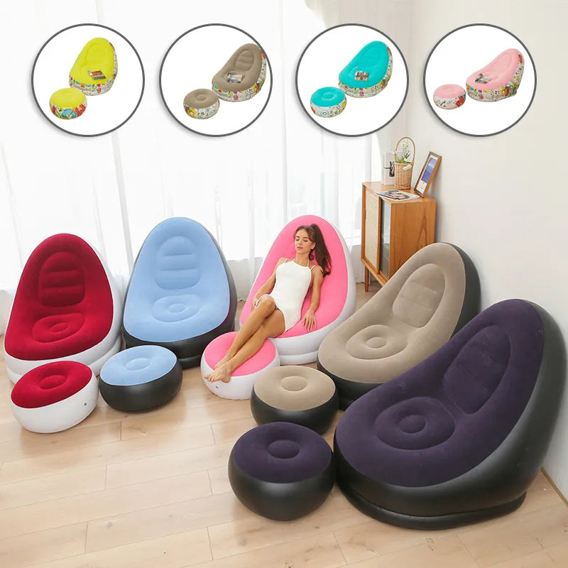 🌲 Early Christmas Sale 🎁Thickened Inflatable Sofa Lazy Sofa With Footstool