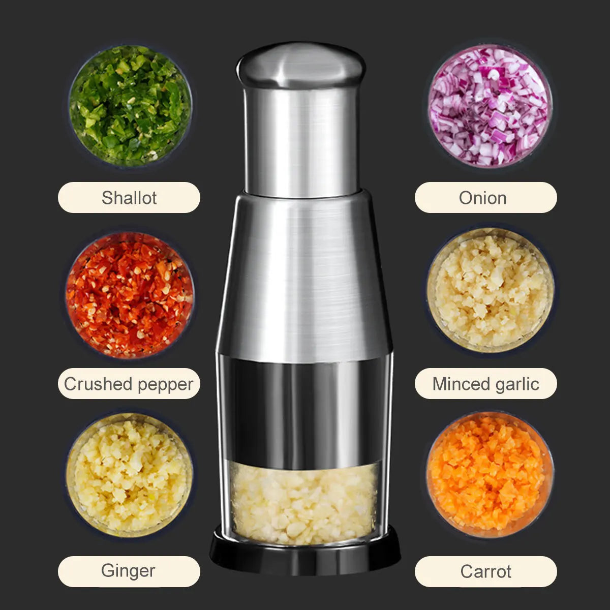 Versatile Manual Garlic Crusher and Vegetable Chopper