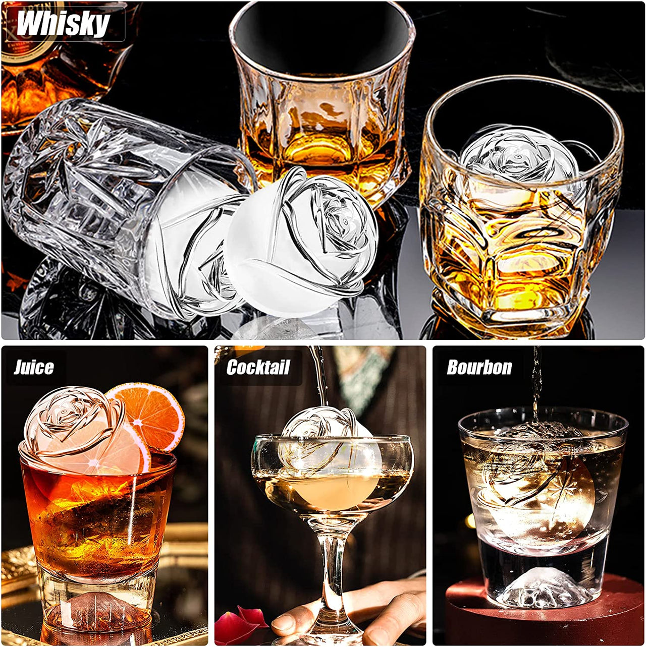 3D Rose Shape Ice Cube Mold Ice Ball Maker