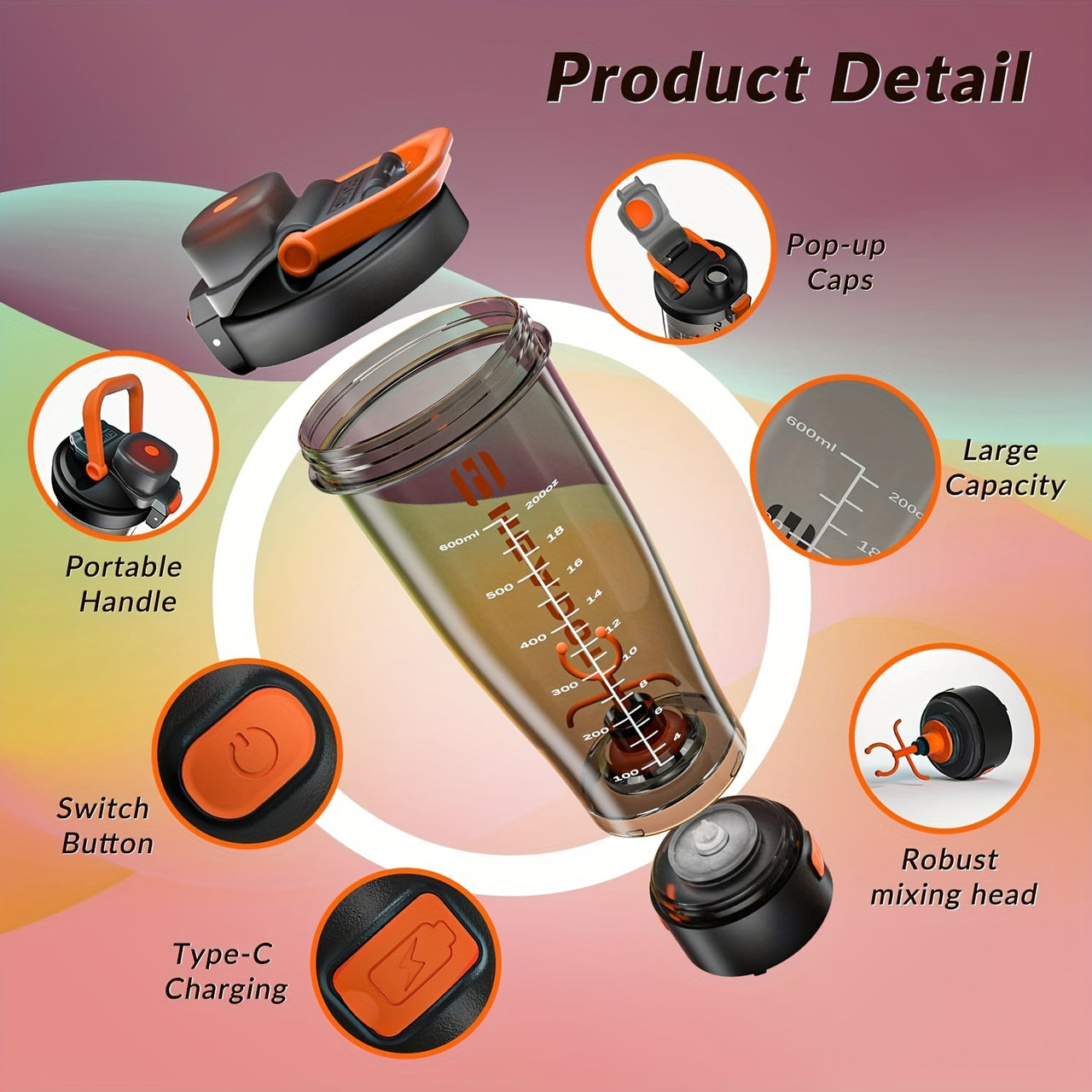 Electric Protein Shaker Bottle