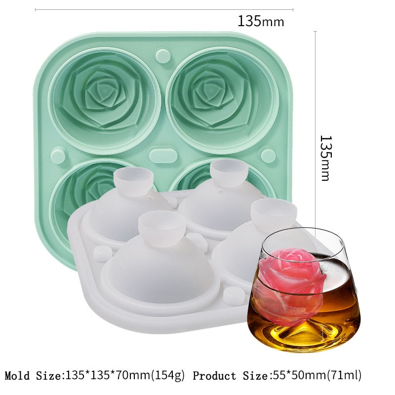 3D Rose Shape Ice Cube Mold Ice Ball Maker