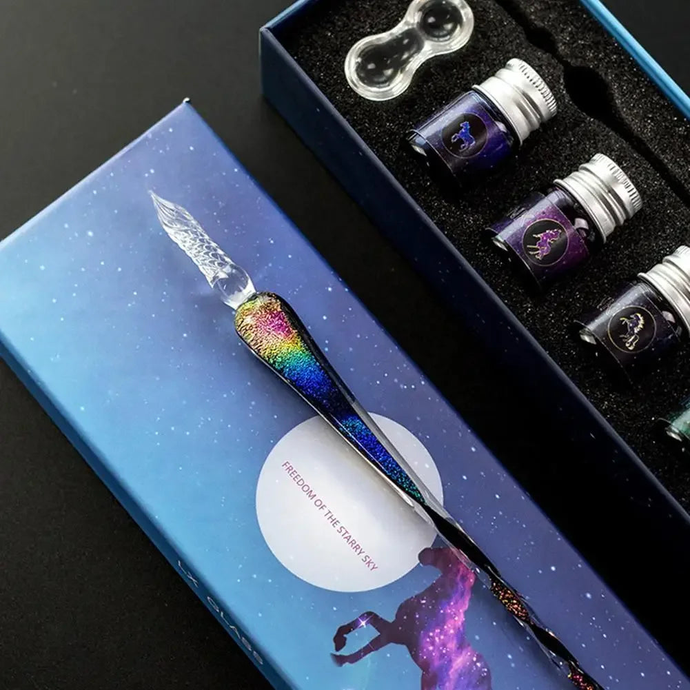 CrystalDip™ - Handmade Crystal Calligraphy Pencil & Colors Set
