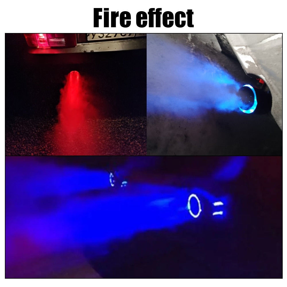 LED Flaming Luminous Universal Car Modified Carbon Fiber Tail pipes