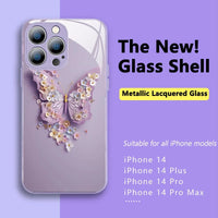 Thumbnail for Flat 3D Butterfly Pattern Glass Cover Compatible with iPhone ( Full Iphone X to Iphone 14 Promax)