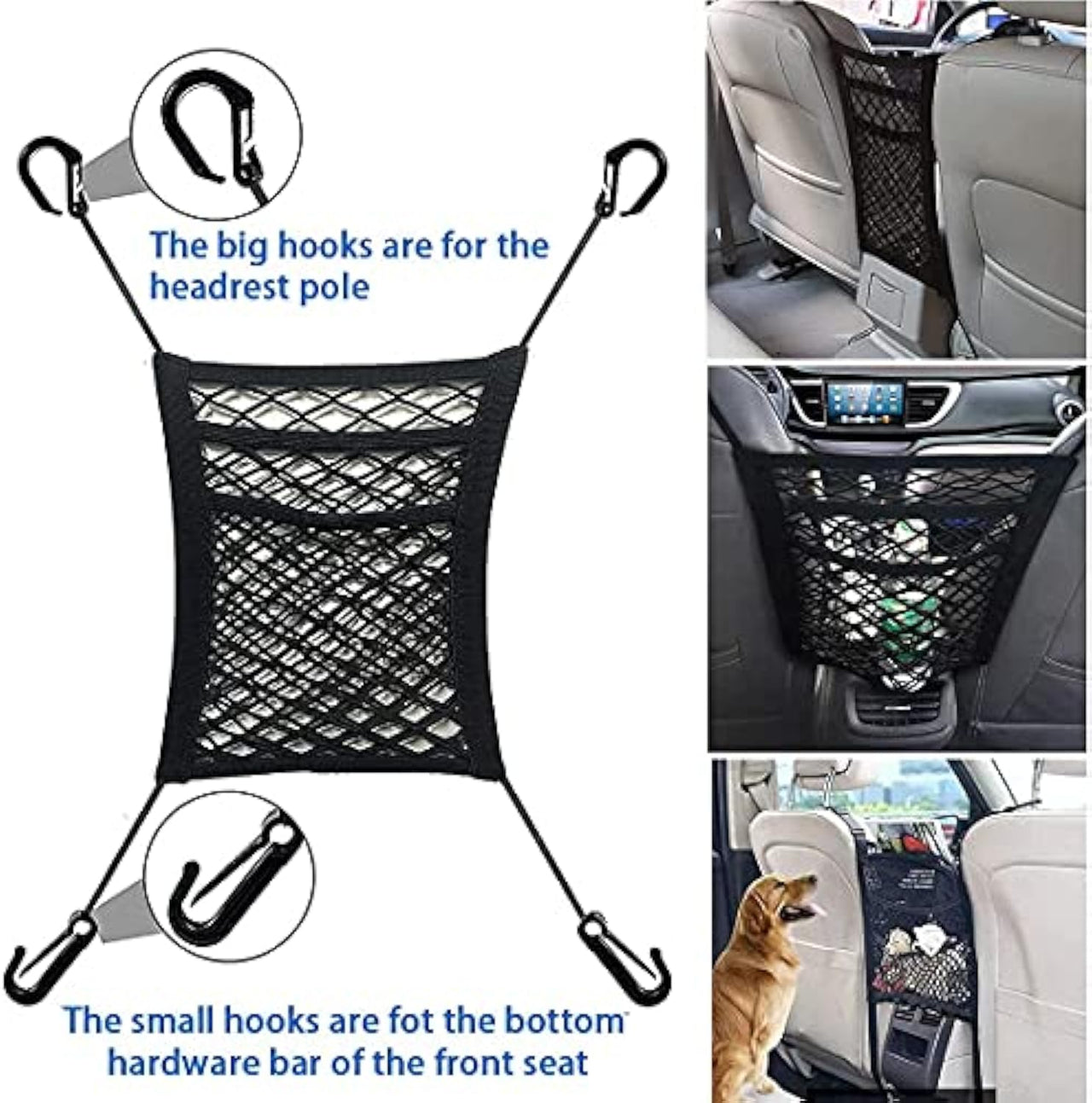 3-Layer Car Storage Net Bag Between Seats