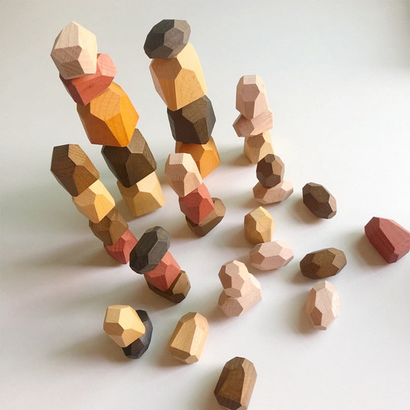 Wooden Stone Stacking Blocks - Educational Toys